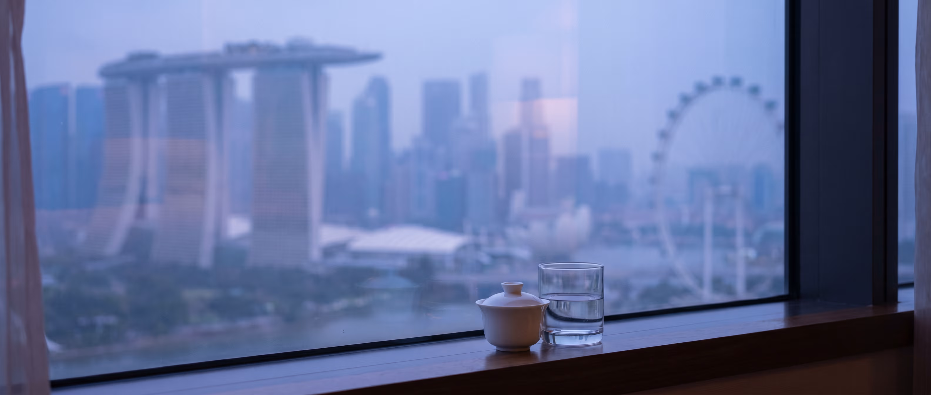 Singapore harbour at blue hour — where the brand's first stockist will carry Veldt & Vein.